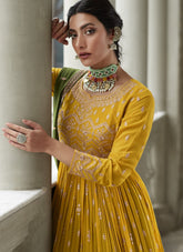 Contrast Salwar Suit in Yellow Colour